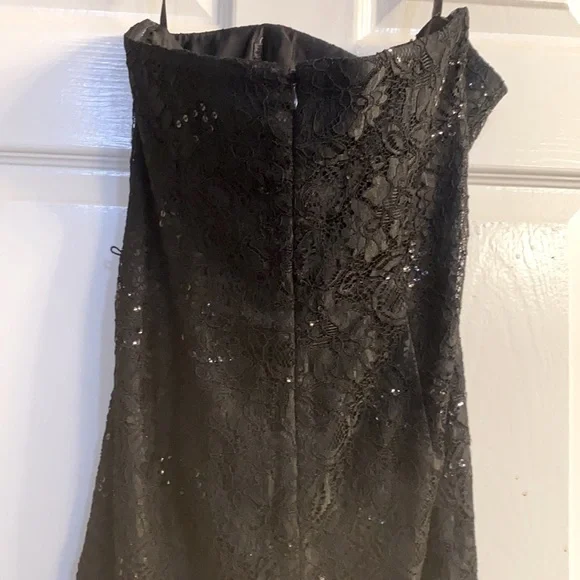 White House Black Market Black Strapless Lace Sequin Dress - Picture 5 of 9